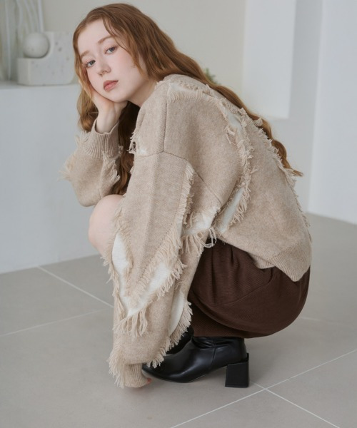 絨毛緹花針織毛衣 四色