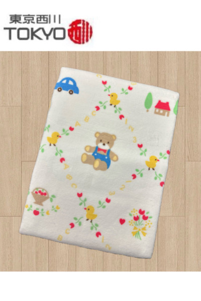 東京西川-花圈熊熊棉毯(日本製)85x115cm