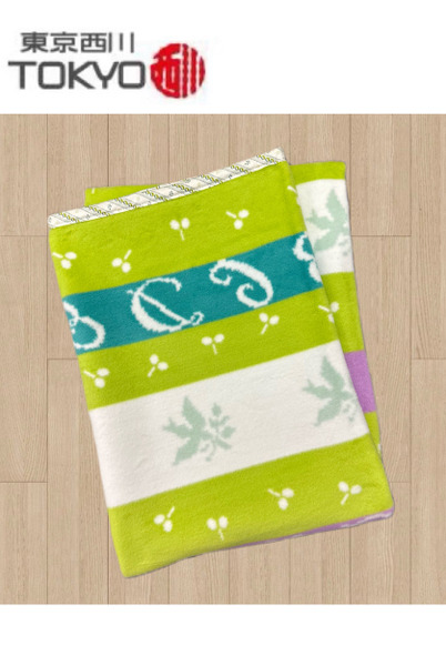 東京西川-雙色彩花棉毯(日本製)85x115cm