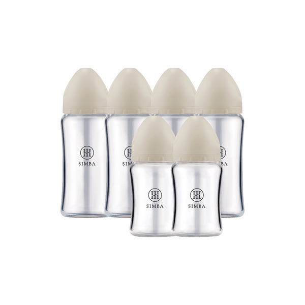 小獅王辛巴 蘊蜜質金玻璃寬口防脹氣奶瓶4大2小全配組-新生適用