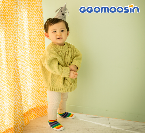 GGOMOOSIN學步鞋-彩虹條紋 韓國襪鞋 鞋襪