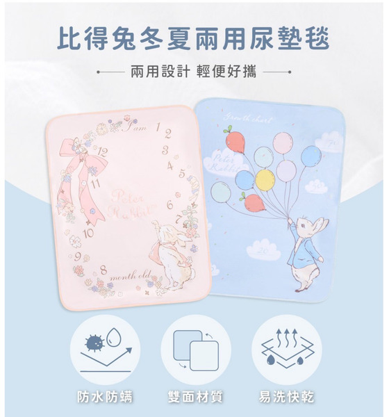 奇哥-比得兔冬夏兩用尿墊毯 70x90cm