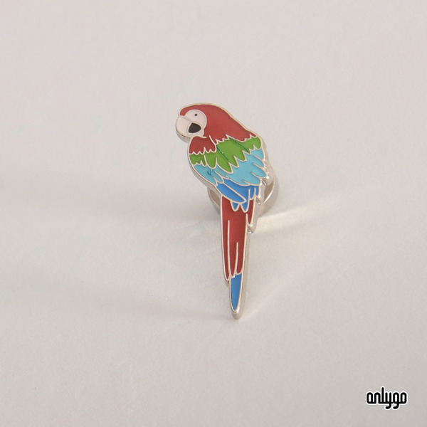 世界動物圖鑑徽章（紅綠金剛鸚鵡）