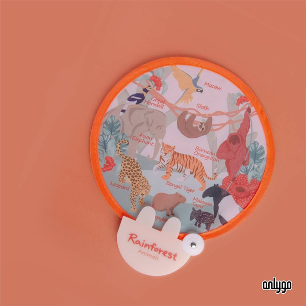 動物插畫摺疊圓扇（熱帶雨林動物）