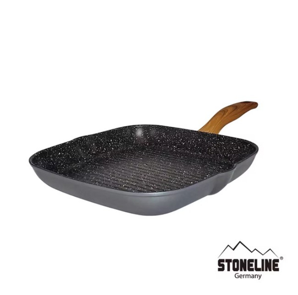 【德國STONELINE】回歸自然系列 天然原石牛排方煎鍋28cm