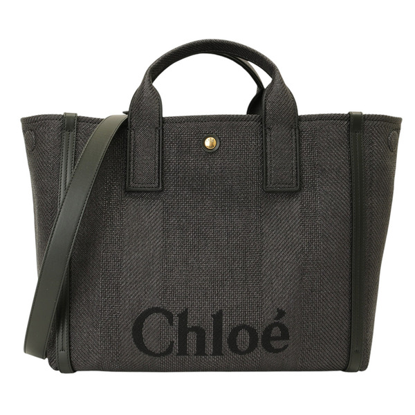 Chloe-字母標誌帆布兩用托特包(碳黑)大