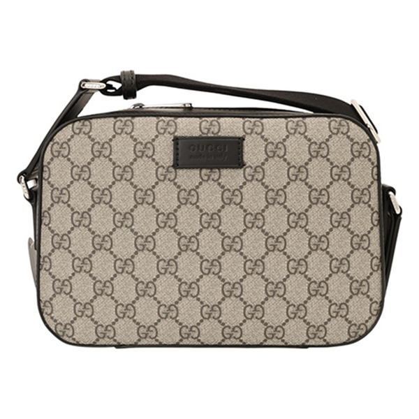 GUCCI - 防刮GG圖紋PVC斜背相機包(烏木x咖)