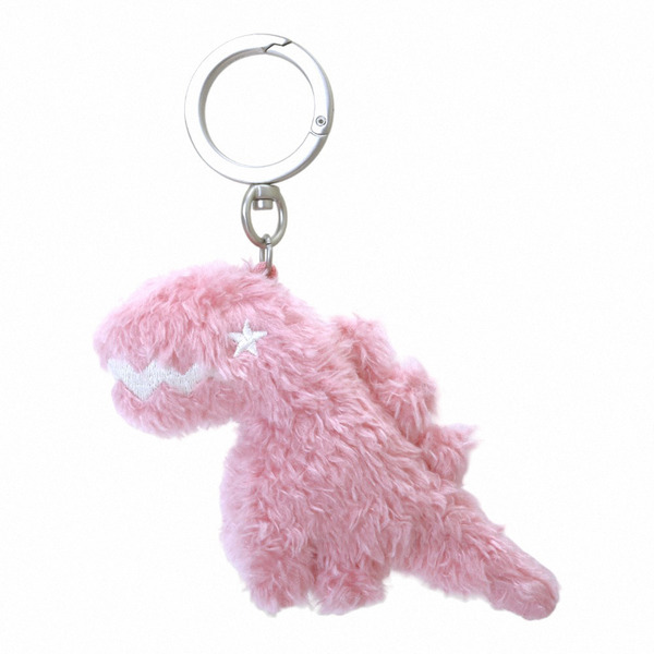 agnes b.-立體絨毛恐龍玩偶吊飾鑰匙圈(淺粉紅)