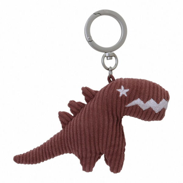 agnes b.-燈芯絨恐龍玩偶吊飾鑰匙圈(磚粉色)