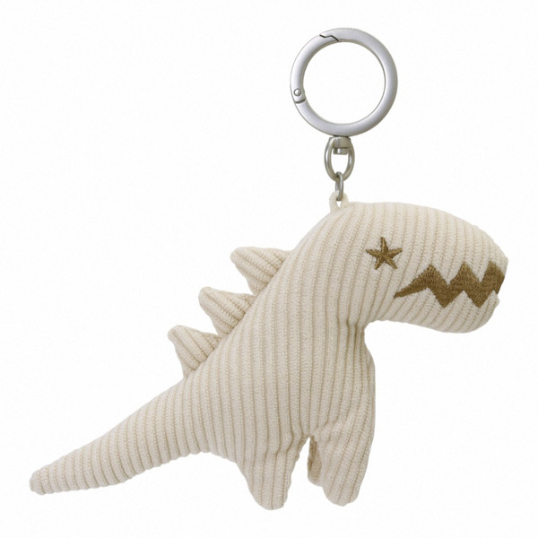 agnes b.-燈芯絨恐龍玩偶吊飾鑰匙圈(米白色)大