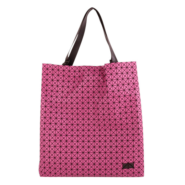 BAOBAO- 幾何細方格肩背購物包(深桃)霧面/大