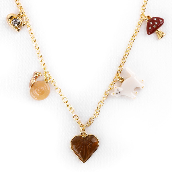 COACH-香菇&愛心&小貓&蝸牛圖案墜飾項鍊(金色)