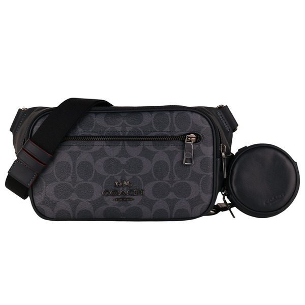 COACH-防刮LOGO 附零錢包側/前胸包(單寧藍)小