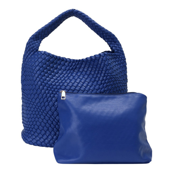 belief-編織皮革附化妝包手提包 9389寶藍