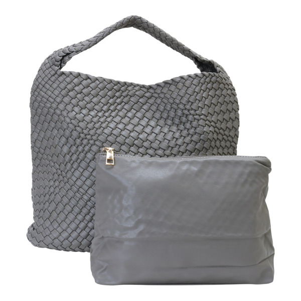 belief-編織皮革附化妝包手提包 9389深灰