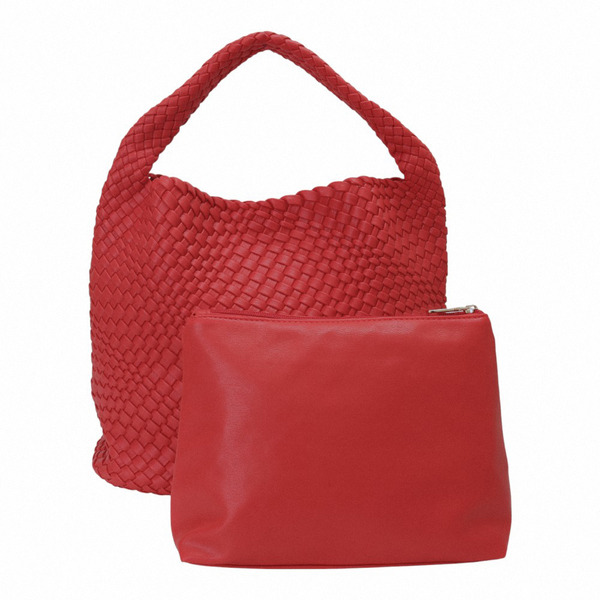 belief-編織皮革附化妝包手提包 9389紅色