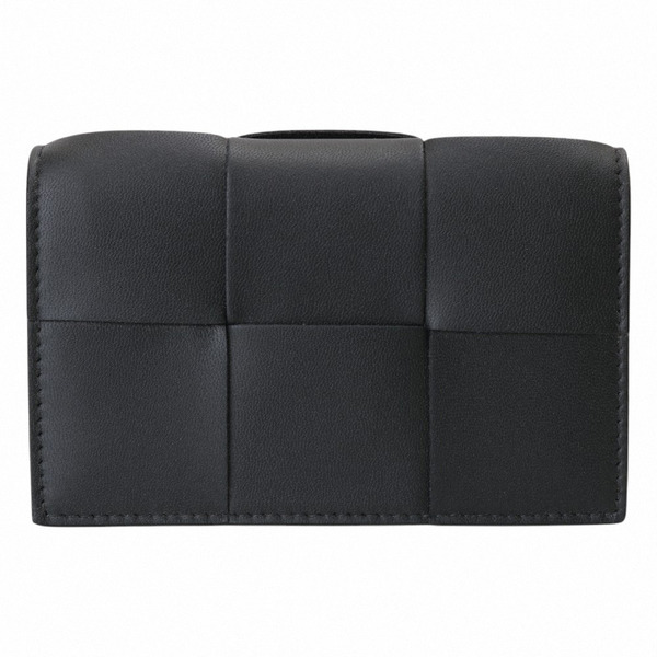 BOTTEGA VENETA-Intrecciato 小牛皮皮革暗釦卡夾(黑)