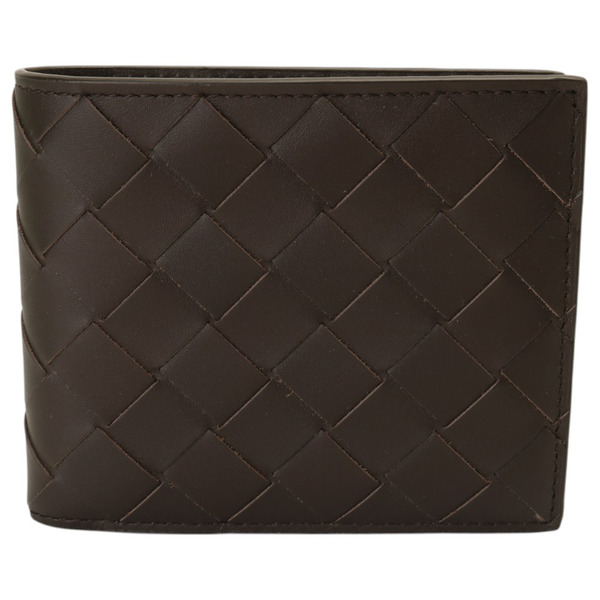 BOTTEGA VENETA-Intrecciato 編織小牛皮摺疊短夾(深咖)