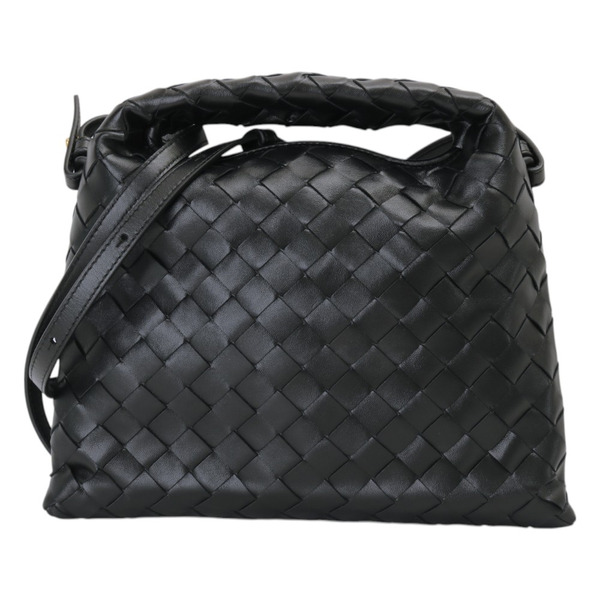 BOTTEGA VENETA-Intrecciato 編織小牛皮皮革斜背包(黑)