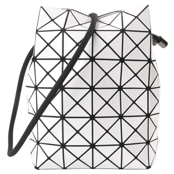 BAOBAO-幾何方格側凹摺可手提/肩背包(亮面白)小