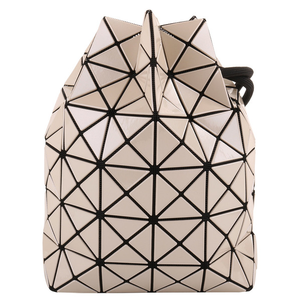 BAOBAO-幾何方格側凹摺可肩/斜背包(亮面米)小