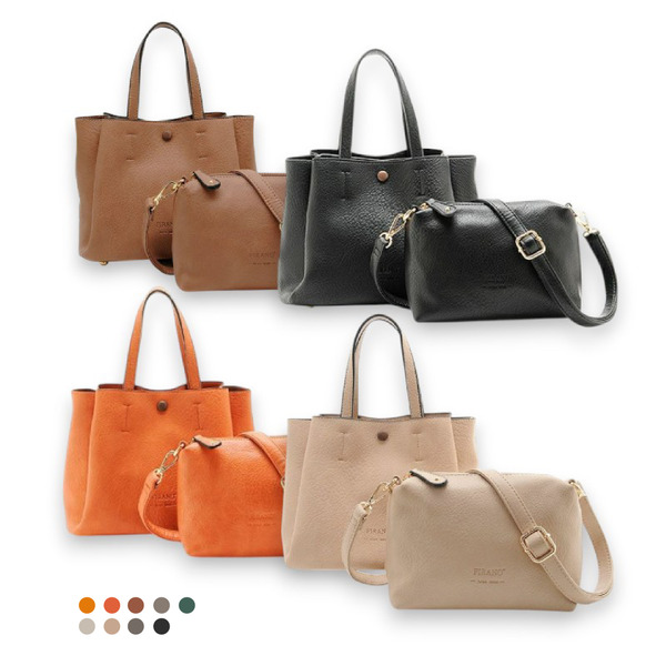 FIRANO-軟皮革附斜背包磁扣三層小手提包(多色)