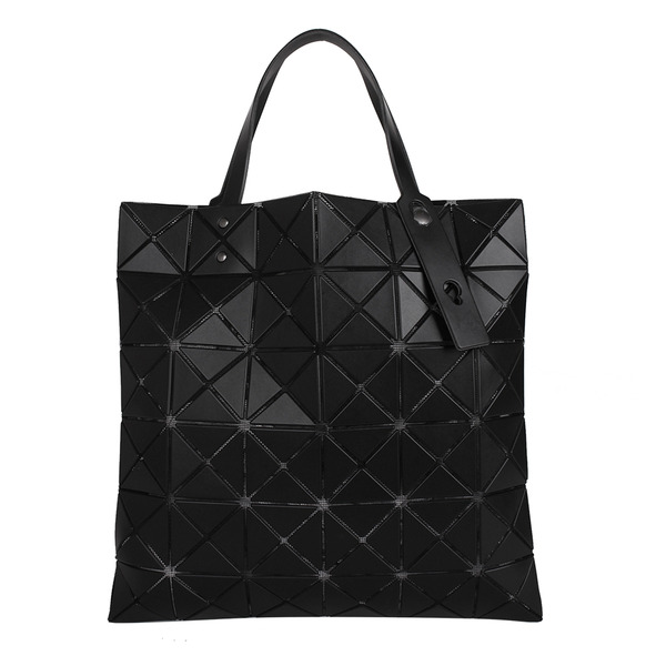 BAOBAO-經典透光幾何方格皮質6x6手提包(霧面黑)