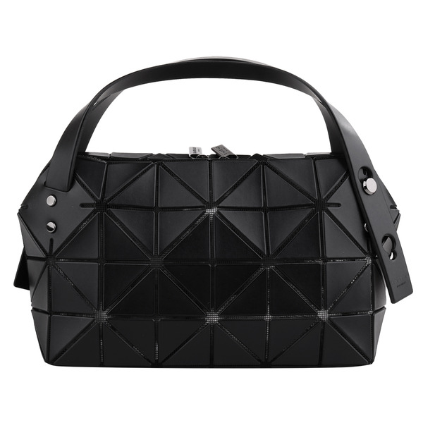 BAOBAO-幾何方格皮質4x6手提波士頓包(霧面黑)S