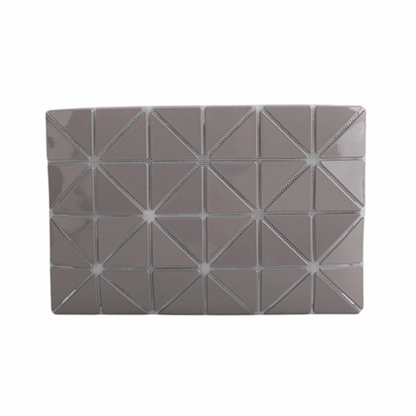 BAOBAO-幾何方格4x6拉鍊萬用扁包(亮淺灰)