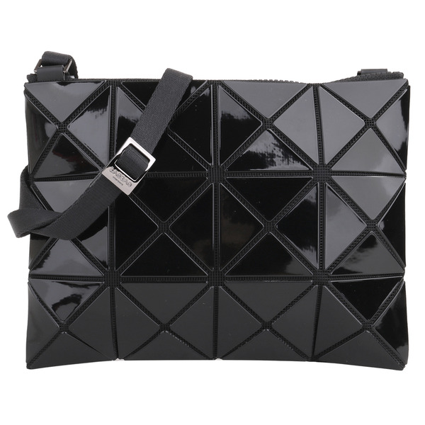 BAOBAO-原色透幾何方格3X4肩斜扁包(亮黑)