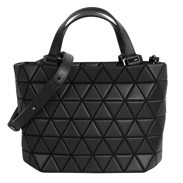 BAOBAO-幾何方格皮質晶透手提/斜背包(霧黑色)S款