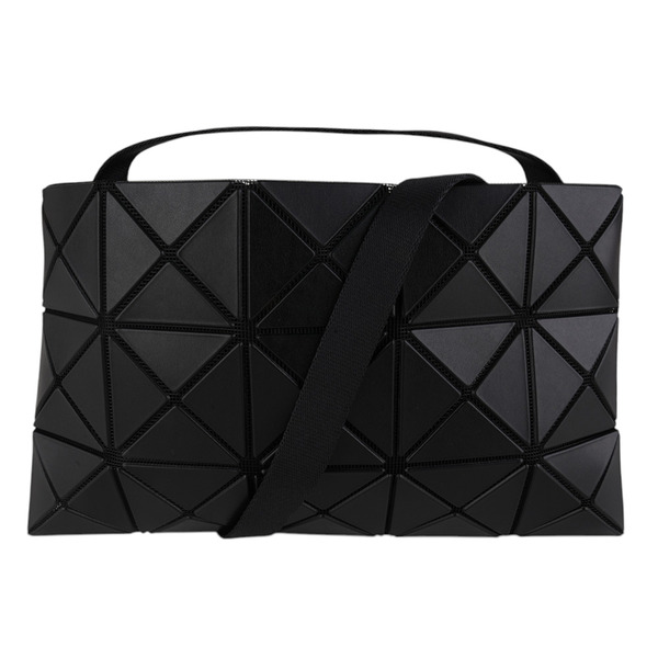 BAOBAO-透光幾何方格3x5斜背扁包(霧面黑)