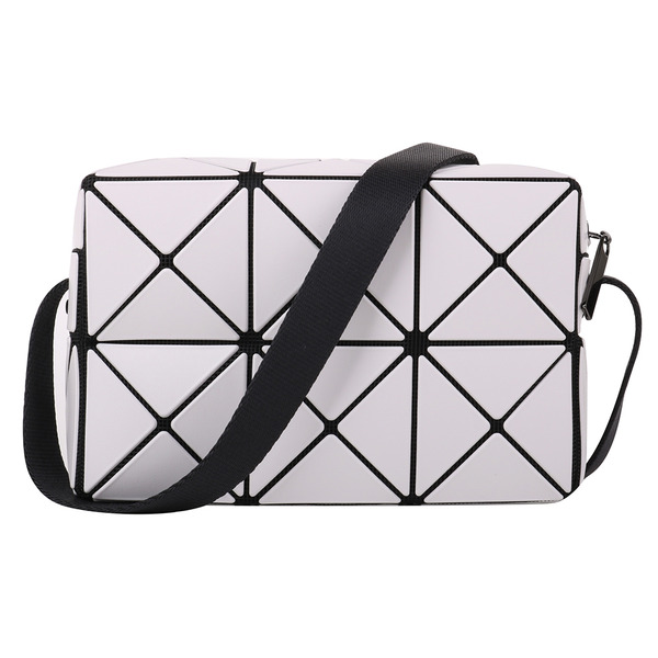 BAOBAO-幾何皮質立方肩/斜背包(灰白色)小