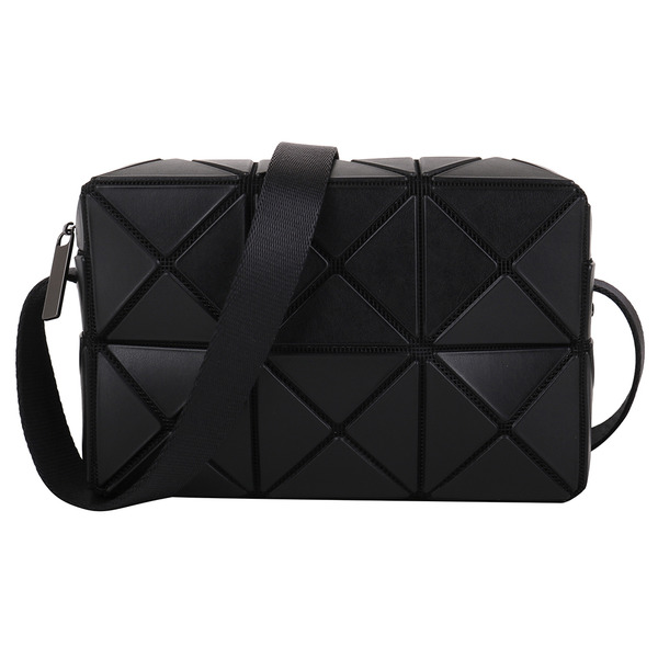 BAOBAO-幾何皮質立方肩/斜背包(霧黑色)小