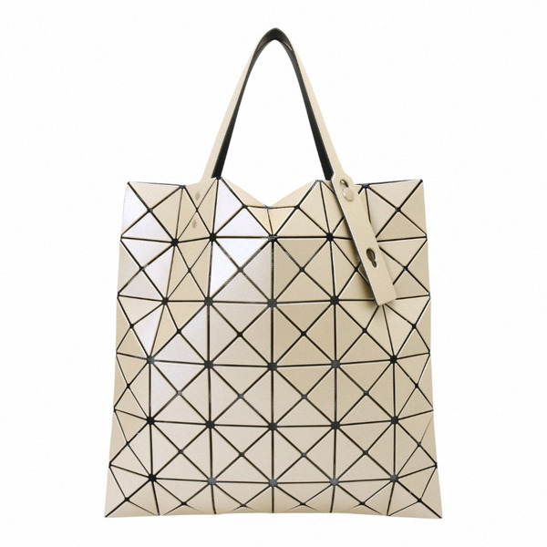 BAOBAO-皮質幾何大方格6x6手提包(奶油黃)霧面