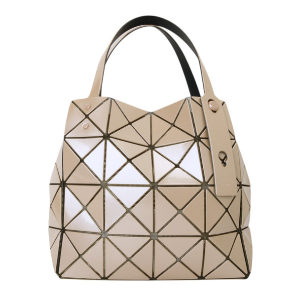 BAOBAO-幾何方格4x5 手提寶石包(卡其米)亮面/大