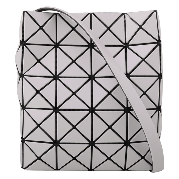 BAOBAO-皮質幾何菱格肩斜背包(淺灰白)霧面