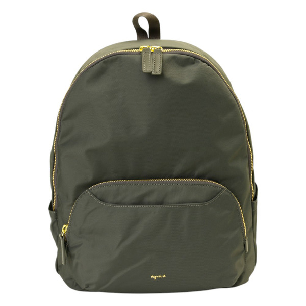 agnes b.-金屬agnes b. 拉鍊口袋橢圓後背包(鐵砂灰)中