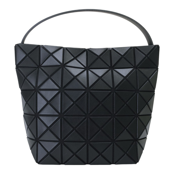 BAOBAO-VALLEY皮質幾何方格手提小水桶包/霧面黑S