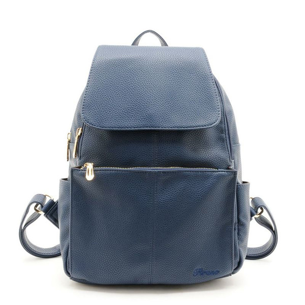 FIRANO-前拉鍊素面掀蓋後背包(海軍藍)