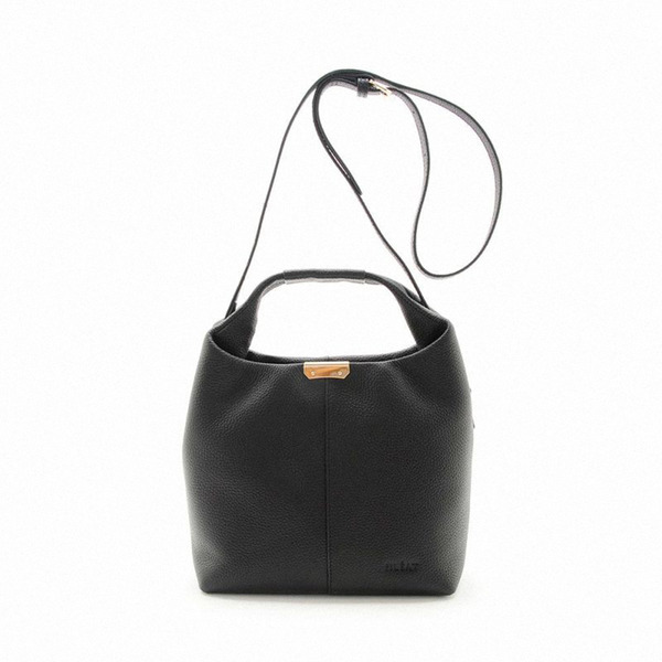 FIRANO-荔枝紋皮革手提/斜背兩用包(黑色)