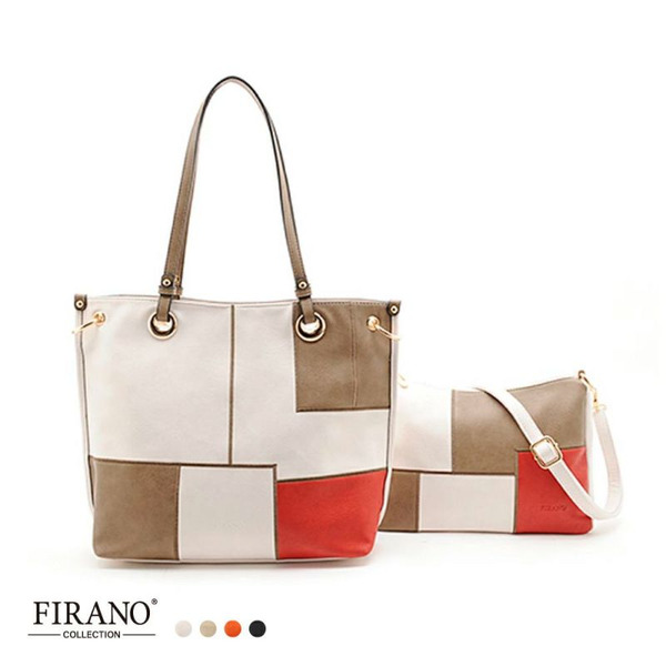FIRANO幾何拼接皮革手提/斜背包(多色)