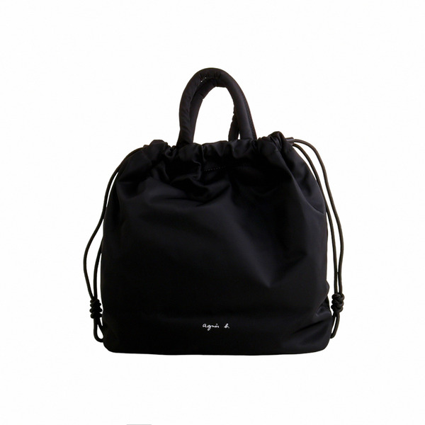 agnes b.-白標agnes b.磁釦拉束手提/後背包(黑)小