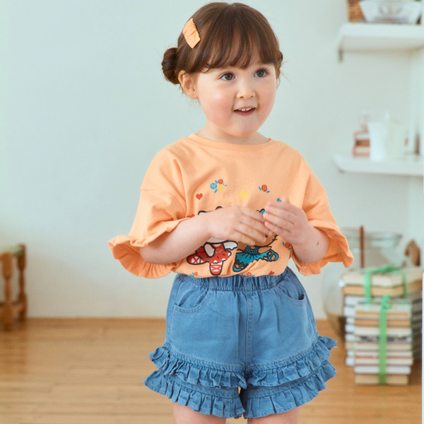 26夏【1st blue】甜美蛋糕層次牛仔短褲