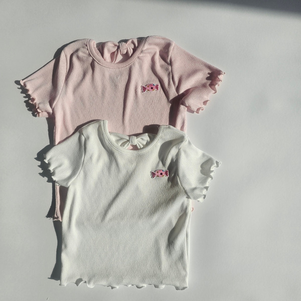 26夏【1st blue】可愛糖果蝴蝶結短T (2色)