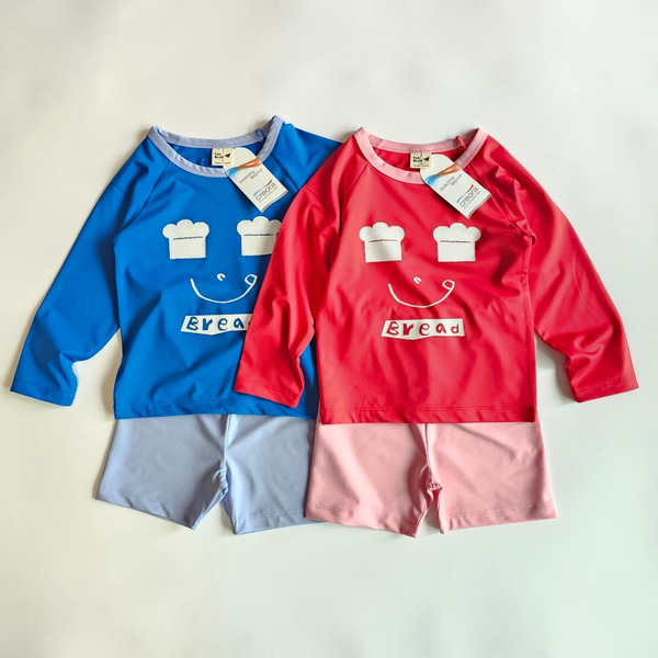 26夏【1st blue】繽紛吐司長袖兩件式泳衣 (2色)