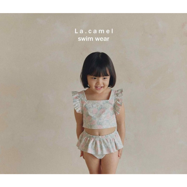 26夏【 La Camel 】復古碎花荷葉小飛袖比基尼