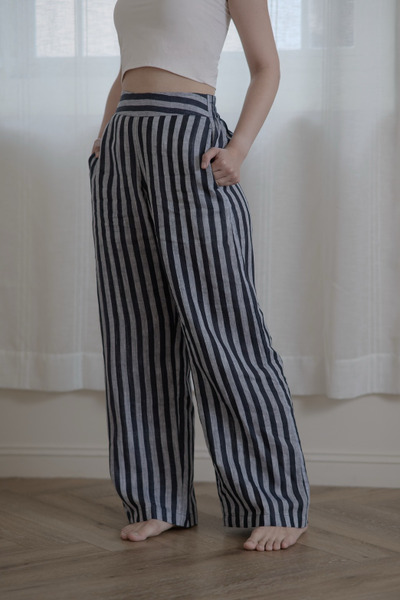 俐落靜奢條紋褲