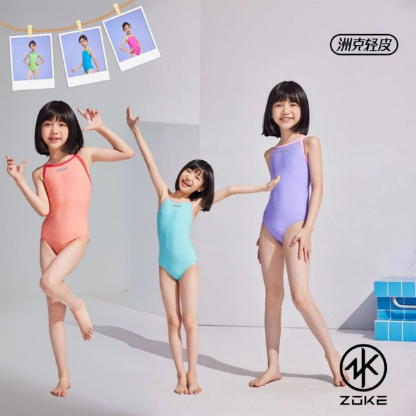 ZOKE【多巴胺色彩】青少年/女童 競賽/練習連身三角泳衣 !台灣現貨! 游泳/浮潛/玩水/泡湯