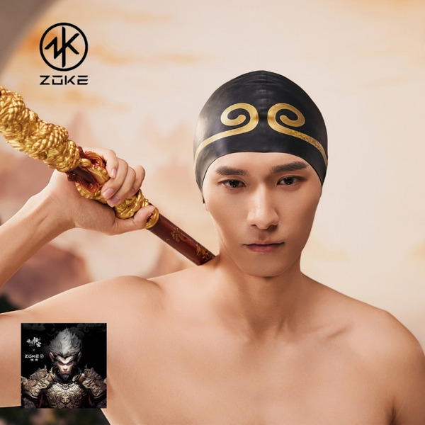 ZOKE【黑悟空-緊箍咒】成人/青少年 矽膠彈力泳帽 !台灣現貨! 休閒運動/比賽競技/保護頭髮